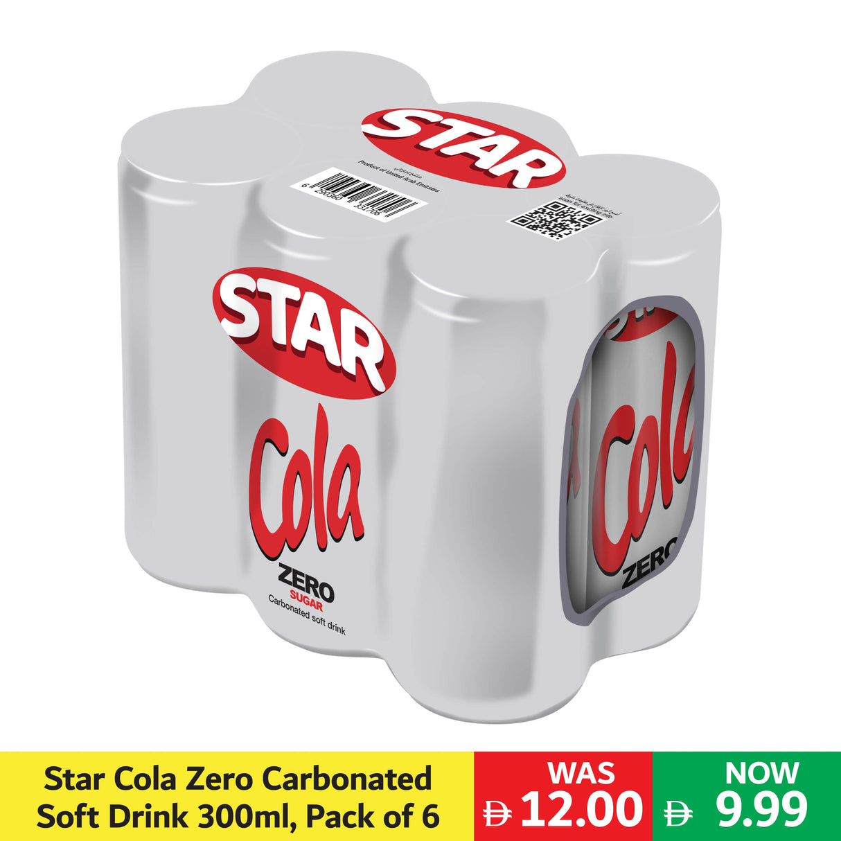 Star Cola Zero Carbonated Soft Drink 300ml, Pack of 6