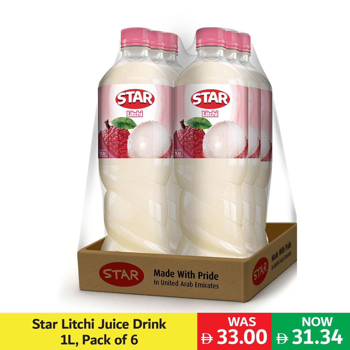 Star Litchi Juice Drink 1L, Pack of 6