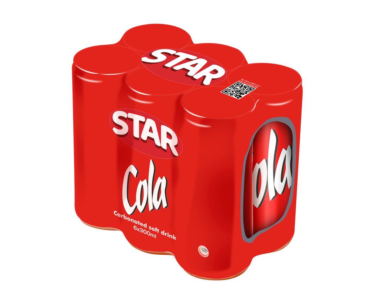 Star Cola Carbonated Soft Drink 300ml, Pack of 6