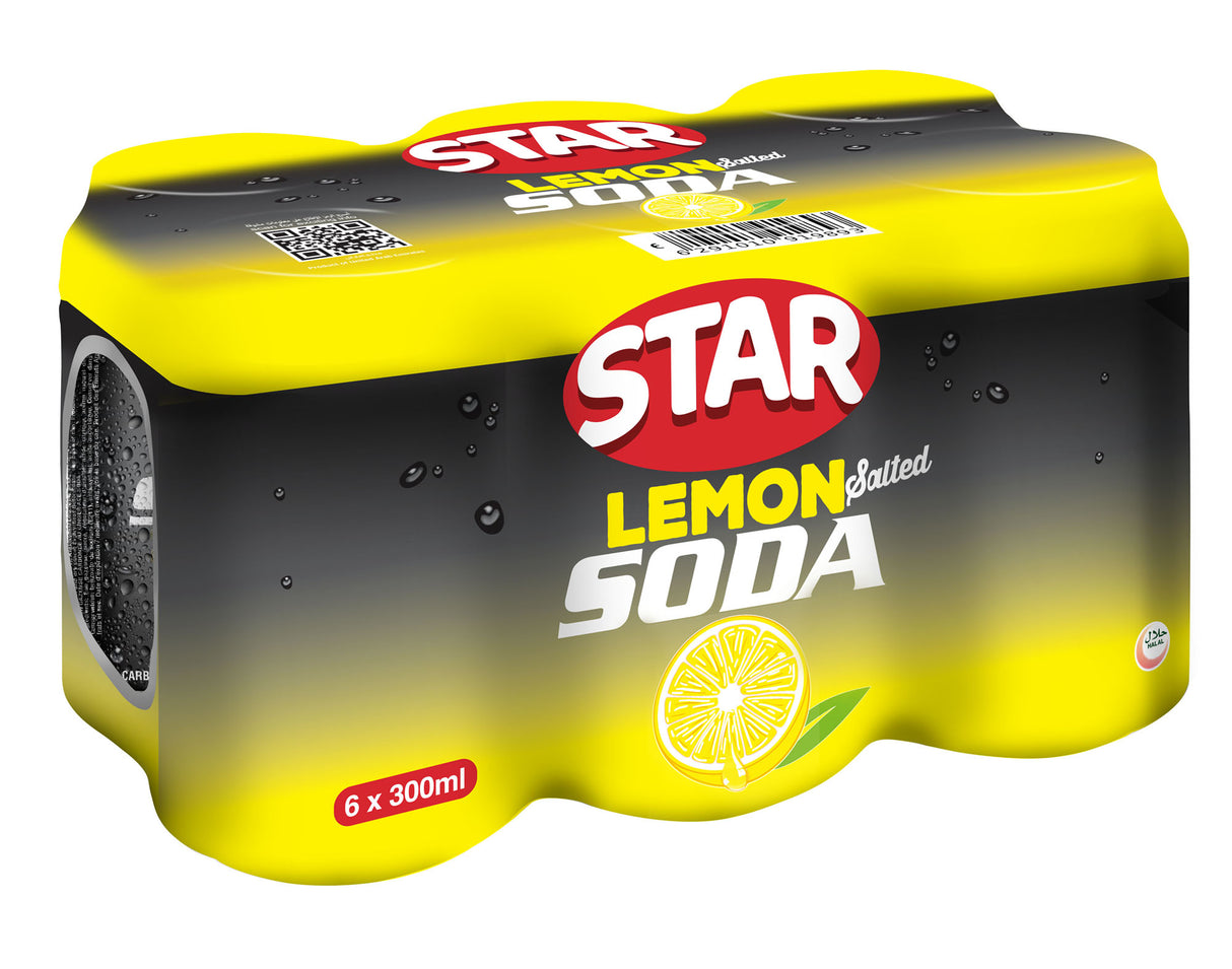 Star Lemon Soda Carbonated Soft Drink 300ml, Pack of 6