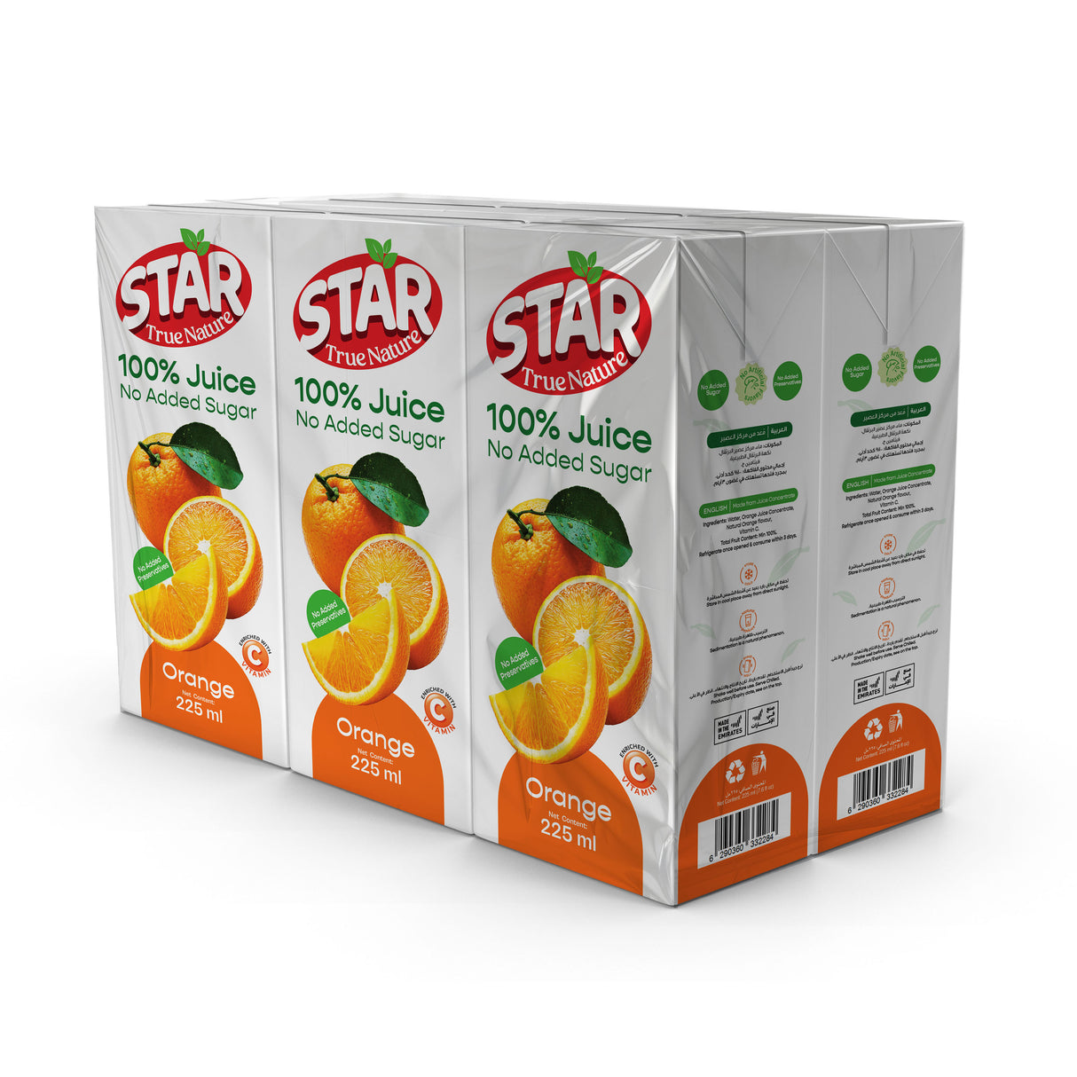 Star Orange 100% Juice Tetra 225ml x 6