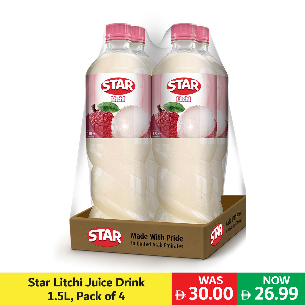 Star Litchi Juice Drink 1.5L, Pack of 4