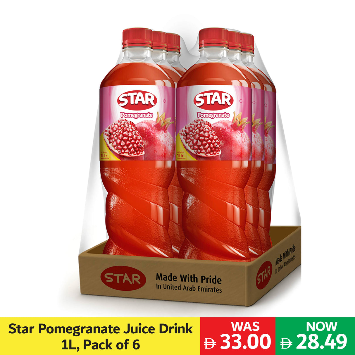 Star Pomegranate Juice Drink 1L, Pack of 6