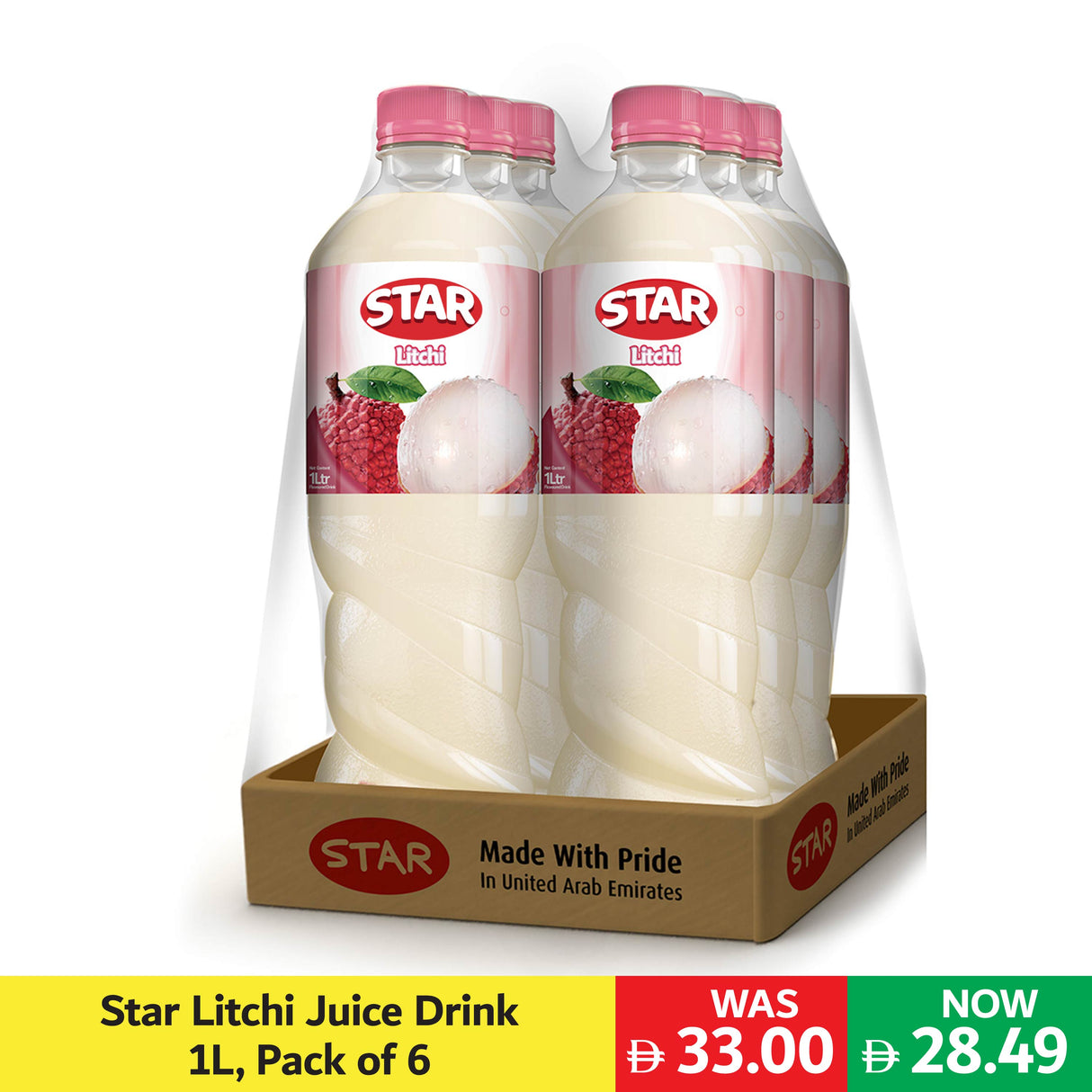 Star Litchi Juice Drink 1L, Pack of 6