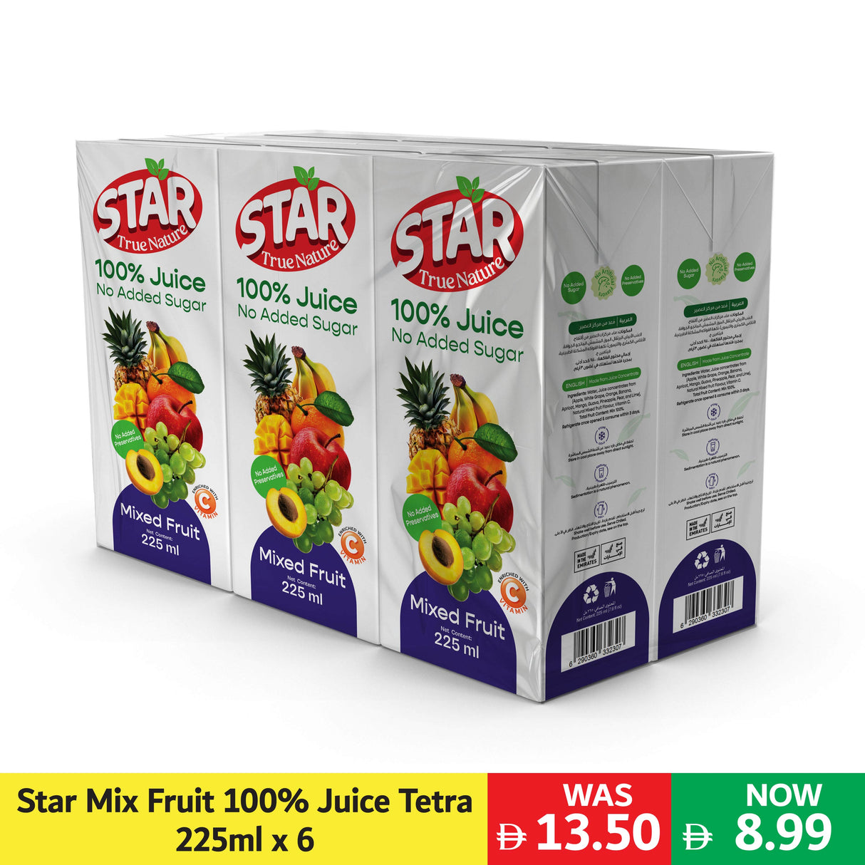 Star Mix Fruit 100% Juice Tetra 225ml x 6