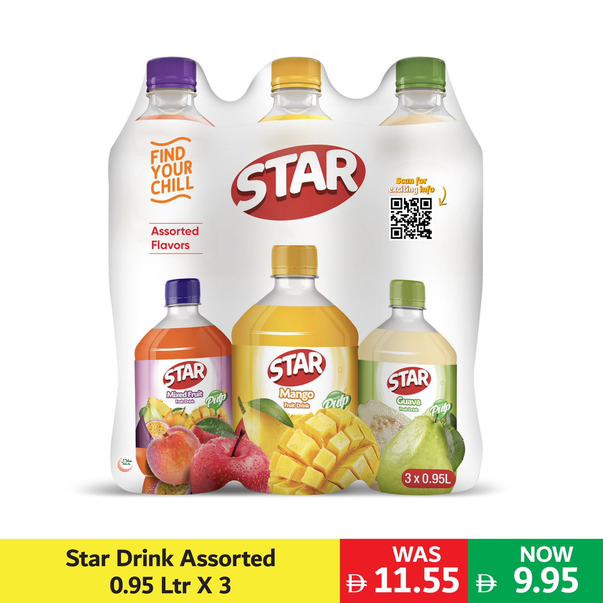 STAR DRINK ASSORTED 0.95 LTR X 3